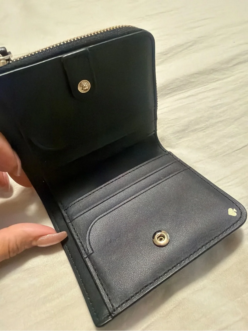 Kate Spade Staci Black Saffiano Zip Bifold Wallet